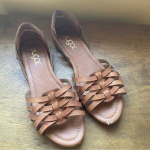 sugar brown faux leather slip on sandal size 7.5